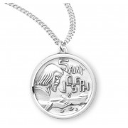 Saint Joseph the Worker Round Sterling Silver Medal - Necklace