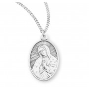 Sterling Med. Oval Our Lady O.G.-18" Chain - Boxed - Necklace