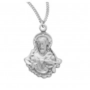 Sterling Silver Scapular Sacred Heart of Jesus Medal - Necklace