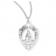 7/8" Spanish Sterling Silver Our Lady Of LaLeche Medal/ With 18" Chain - Boxed - Necklace