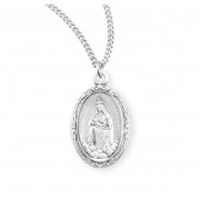 3/4" x 1/2" English Version Sterling Silver Oval St. Laleche Medal on an18" Chain - Boxed - Necklace 3/4" x 1/2" English Version Sterling Silver Oval St. Laleche Medal on an18" Chain - Boxed - Necklace