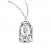 Sterling Silver Our Lady of Fatima Arch Shaped Medal w/18" Chain - Boxed - Necklace
