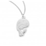 Sterling Silver Contemporary Praying Madonna Bust w/18" Chain - Boxed - Necklace