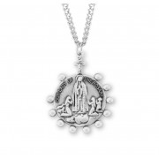 Sterling Silver OL of the Rosary of Fatima Pendant-24" Chain - Boxed - Necklace
