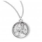 Sterling Silver Round Our Lady of Lourdes - 18" Chain - Boxed - Necklace