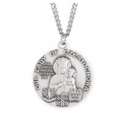 Our Lady of Czestochowa 1-3/16" Round Medal with a 24" Chain - Boxed - Necklace