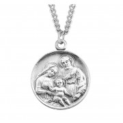 Sterling Silver Med. Rd. Holy Family - 20" Chain - Boxed - Necklace