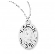 Sterling Silver Our Lady of Guadalupe Spanish medal on an 18" Chain - Boxed - Necklace