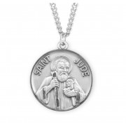 Sterling Silver Large Round St. Jude 24" Chain - Boxed - Necklace