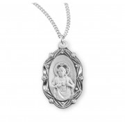 Sacred Heart of Jesus Sterling Silver Scapular Medal - Necklace