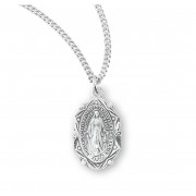 Sterling Silver Oval Miraculous Medal - Necklace