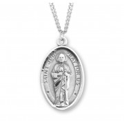 Sterling Silver Oval St. Jude Medal - 20" Chain - Boxed - Necklace