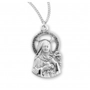 Sterling Silver St. Therese of Liseaux cut out charm w/18" Chain - Boxed - Necklace
