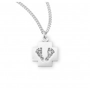 Sterling Silver Cross with Feet - Necklace