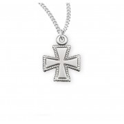 Sterling Silver Beaded Cross - Necklace