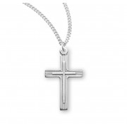 Sterling Silver (26mm) Cross W/ Raised Cross - 18" Chain - Boxed - Necklace