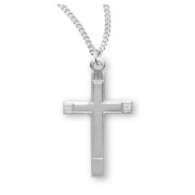 Sterling Silver (25mm) Cross w/Raised Cross- 18" Chain - Boxed - Necklace