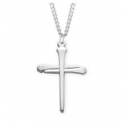 Sterling Silver Lrg. Spike Nail Cross - 24" Chain - Boxed - Necklace
