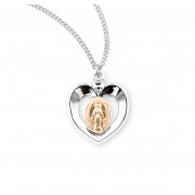 Sterling Silver Tu-Tone Miraculous Inlayed Heart-18" Chain - Boxed - Necklace