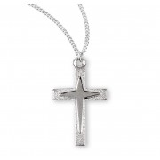 Sterling Silver Star Burst Cross - Necklace