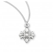 Sterling Silver Fleur De Lis Cross - Necklace