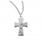 Sterling silver Footprints in the sand high polished 5/8" cross w/18" Chain - Boxed - Necklace