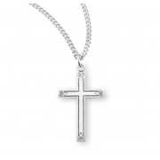 Sterling Silver Medal Cross w/Flowered Tips 18" Chain - Boxed - Necklace