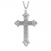 Sterling Silver Large Detailed Cross with 24" Chain - Boxed - Necklace
