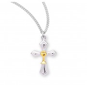 Sterling Tu-Tone Sm Gothic Cross w/Chalice 18" Chain - Boxed - Necklace Sterling Tu-Tone Sm Gothic Cross w/Chalice 18" Chain - Boxed - Necklace