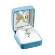 Sterling Silver Blue Enameled Cross - Necklace