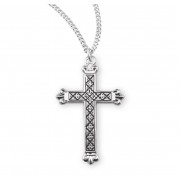 Sterling Silver Blackened Etched Cross 18" Chain - Boxed - Necklace