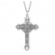 Sterling Silver 1 9/16" Large Ornate Cross With 24" Chain - Boxed - Necklace