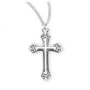 Sterling Silver Med. Fancy Black Etched Enameled Cross-18" Chain - Boxed - Necklace