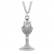 Sterling Silver Traditional Chalice with Host-18" Chain - Boxed - Necklace