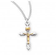 Sterling Silver Two Toned Wheat Crucifix - Necklace