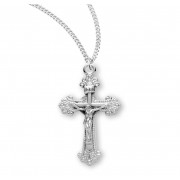 Fancy Engraved Sterling Silver Crucifix - Necklace