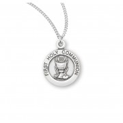 Sterling Silver Small Round Communion w/18" Chain - Boxed - Necklace Sterling Silver Small Round Communion w/18" Chain - Boxed - Necklace