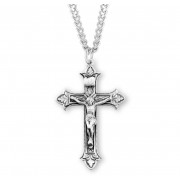 1-9/16" Sterling Silver Fluer de lis Tip crucifix on a 24" Chain - Boxed - Necklace 1-9/16" Sterling Silver Fluer de lis Tip crucifix on a 24" Chain - Boxed - Necklace
