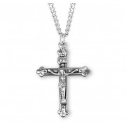 Sterling Flair Tip Crucfix w/Bead Border - 20" Chain - Boxed - Necklace