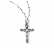 Flare Tipped Sterling Silver Crucifix - Necklace