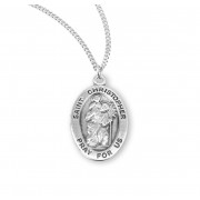 Saint Christopher Oval Sterling Silver Medal - Necklace