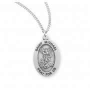 Saint Michael Archangel Oval Sterling Silver Medal - Necklace