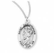 Sterling Silver Sz 3 Oval St. Christopher 18" Chain - Boxed - Necklace