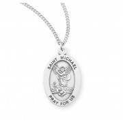 Saint Michael Archangel Oval Sterling Silver Medal - Necklace