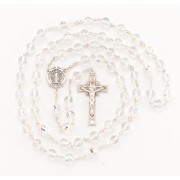 8mm Finest Fireball Crystal (AB) Sterling Silver Rosary Boxed 82/103