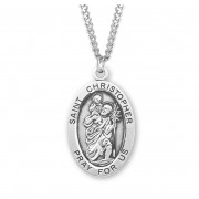 Sterling St. Christopher Medal Size 7 - 24" Chain - Boxed - Necklace Sterling St. Christopher Medal Size 7 - 24" Chain - Boxed - Necklace