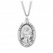 Sterling St. Francis Medal Size 8 - 24" Chain - Boxed - Necklace Sterling St. Francis Medal Size 8 - 24" Chain - Boxed - Necklace