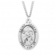 Sterling St. Joseph Medal Size 8 - 24" Chain - Boxed - Necklace Sterling St. Joseph Medal Size 8 - 24" Chain - Boxed - Necklace