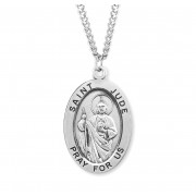 Sterling Silver St. Jude Medal Size 8 - 24" Chain - Boxed - Necklace