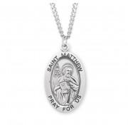 Sterling Silver St. Matthew Medal Size 8 - 24" Chain - Boxed - Necklace